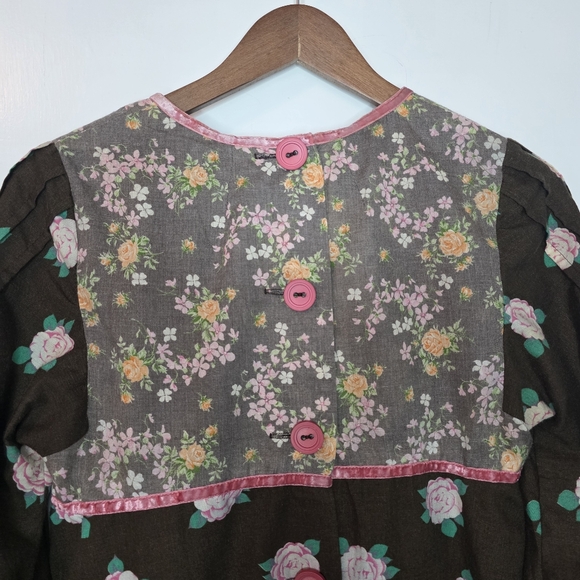 Canda International Floral Smock Top – Approximate Size S – Brown, Rose Pink  - Picture 6 of 7